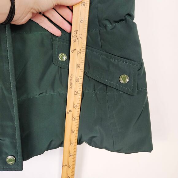 Talbots Quilted Puffer Vest Detachable Fur Hood Feather Duck Down Fill Sz Small - Picture 14 of 15